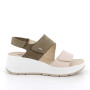 Sandals with wedge for women beige and green with velcro Sandals with wedge for women beige and green with velcro