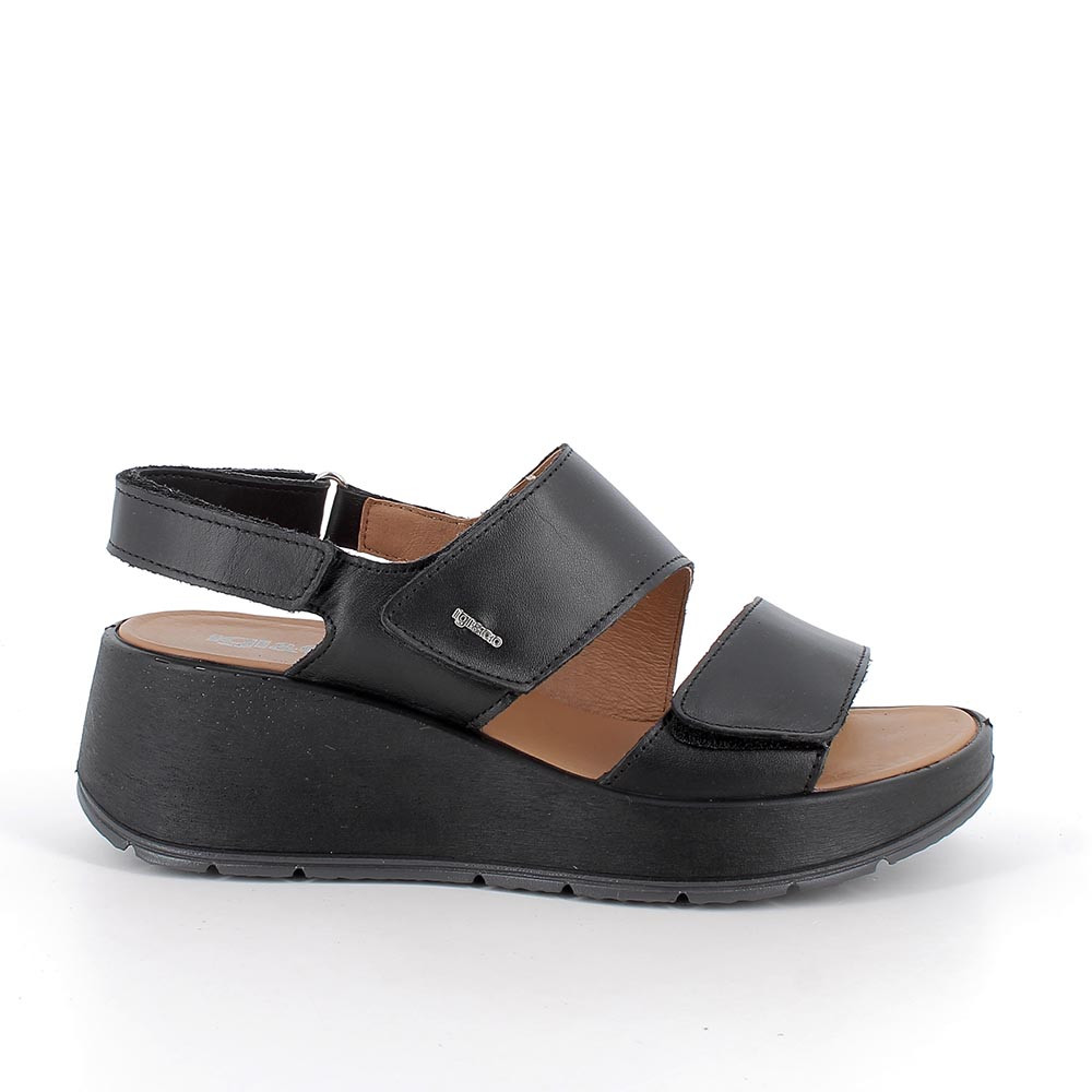 Sandali con zeppa in pelle da donna nero, Taglia 37 - IgieCo