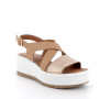 Sandals with wedge for women beige and platinum with buckle Sandals with wedge for women beige and platinum with buckle