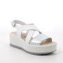 Sandale avec coin pour femme blanc et argent avec boucle Sandale avec coin pour femme blanc et argent avec boucle