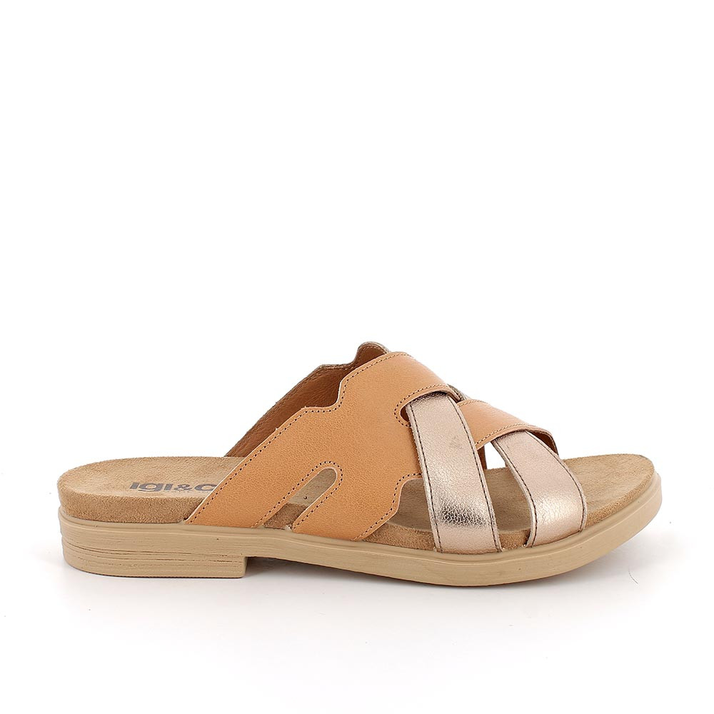 Sandali da donna marrone e platino 