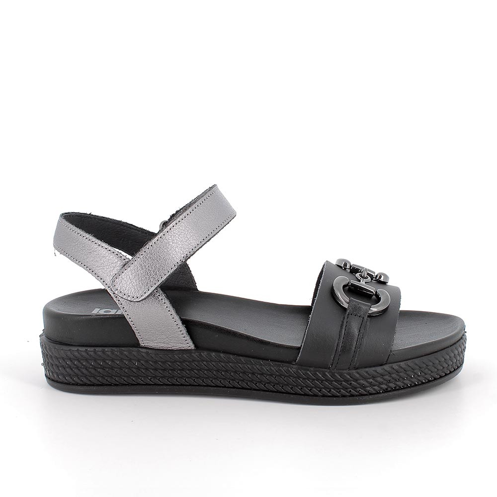 Sandali da donna nero e grigio con strap