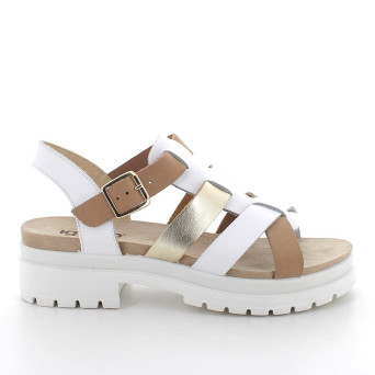 Sandals with heel for women white and beige with buckle Sandals with heel for women white and beige with buckle