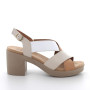Sandale avec talon pour femme blanc et beige avec boucle Sandale avec talon pour femme blanc et beige avec boucle