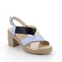 Sandale avec talon pour femme bleu clair et beige avec boucle Sandale avec talon pour femme bleu clair et beige avec boucle