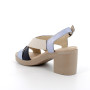 Sandale avec talon pour femme bleu clair et beige avec boucle Sandale avec talon pour femme bleu clair et beige avec boucle