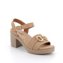 Sandals with heel for women beige and brown with buckle Sandals with heel for women beige and brown with buckle