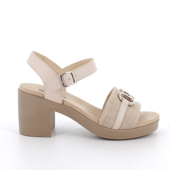 Sandale avec talon pour femme beige avec boucle Sandale avec talon pour femme beige avec boucle