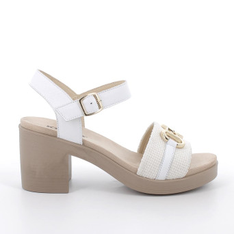 Sandals with heel for women white with buckle Sandals with heel for women white with buckle
