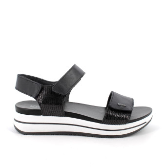 ЖЕНСКИЕ КОЖАНЫЕ САНДАЛИИ НА ТАНКЕТКЕ, ЧЕРНЫЙ/ЧЕРНЫЙ ЛАМИНАТ ЖЕНСКИЕ КОЖАНЫЕ САНДАЛИИ НА ТАНКЕТКЕ, ЧЕРНЫЙ/ЧЕРНЫЙ ЛАМИНАТ