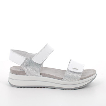 ЖЕНСКИЕ КОЖАНЫЕ САНДАЛИИ НА ТАНКЕТКЕ, БЕЛЫЙ/СЕРЕБРЯНЫЙ ЖЕНСКИЕ КОЖАНЫЕ САНДАЛИИ НА ТАНКЕТКЕ, БЕЛЫЙ/СЕРЕБРЯНЫЙ