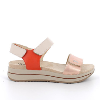 ЖЕНСКИЕ КОЖАНЫЕ САНДАЛИИ НА ТАНКЕТКЕ, ОРАНЖЕВЫЙ/БЕЖЕВЫЙ ЖЕНСКИЕ КОЖАНЫЕ САНДАЛИИ НА ТАНКЕТКЕ, ОРАНЖЕВЫЙ/БЕЖЕВЫЙ