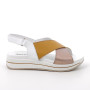 Sandals with wedge for women yellow and pink with velcro Sandals with wedge for women yellow and pink with velcro