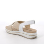 DAME SANDALE MIT KEILABSATZ PLATIN UND WEISS MIT VELCRO DAME SANDALE MIT KEILABSATZ PLATIN UND WEISS MIT VELCRO
