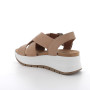 Sandalia de cuña para mujer beige con hebilla Sandalia de cuña para mujer beige con hebilla