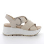 Sandali con zeppa da donna beige con fibbia Sandali con zeppa da donna beige con fibbia