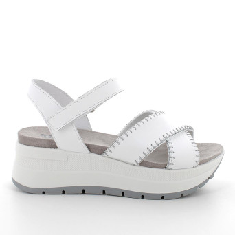 Sandals with wedge for women white with velcro Sandals with wedge for women white with velcro