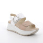 Sandale avec coin pour femme beige et blanc avec velcro Sandale avec coin pour femme beige et blanc avec velcro