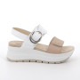DAME SANDALE MIT KEILABSATZ BEIGE UND WEISS MIT VELCRO DAME SANDALE MIT KEILABSATZ BEIGE UND WEISS MIT VELCRO