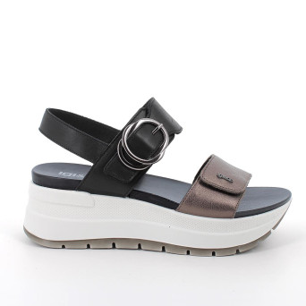 DAME SANDALE MIT KEILABSATZ SCHWARZ UND BRAUN MIT VELCRO DAME SANDALE MIT KEILABSATZ SCHWARZ UND BRAUN MIT VELCRO