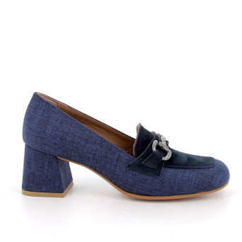DAME MOKASSINSCHUHE MIT ABSATZ BLAU DAME MOKASSINSCHUHE MIT ABSATZ BLAU