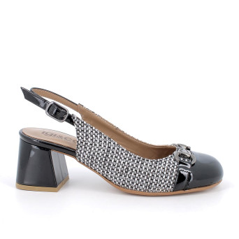 Pumps with heel for women black and white with buckle Pumps with heel for women black and white with buckle