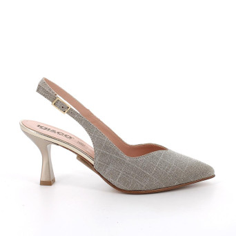 Pumps with heel for women beige and grey with buckle Pumps with heel for women beige and grey with buckle