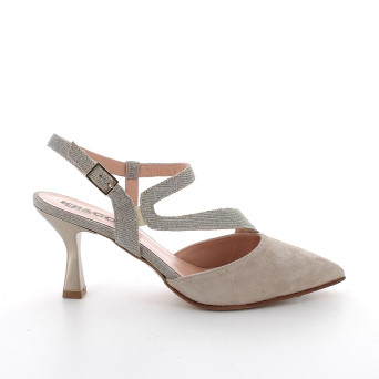 Pumps with heel for women beige and grey with buckle Pumps with heel for women beige and grey with buckle