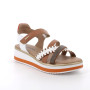 Sandals with wedge for women brown and white with velcro Sandals with wedge for women brown and white with velcro