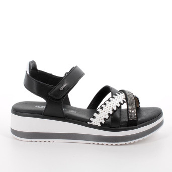 Sandals with wedge for women black with velcro Sandals with wedge for women black with velcro