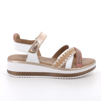 Sandals with wedge for women white and pink with velcro Sandals with wedge for women white and pink with velcro