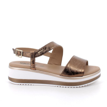 Sandals with wedge for women brown with buckle Sandals with wedge for women brown with buckle