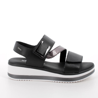 Sandals with wedge for women black with velcro Sandals with wedge for women black with velcro