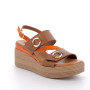 Sandalia de cuña para mujer marron y naranja con velcro Sandalia de cuña para mujer marron y naranja con velcro