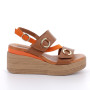 Sandali con zeppa da donna marrone e arancio con strap Sandali con zeppa da donna marrone e arancio con strap