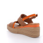 Sandals with wedge for women brown and orange with velcro Sandals with wedge for women brown and orange with velcro