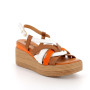 Sandals with wedge for women brown and white with buckle Sandals with wedge for women brown and white with buckle
