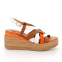 Sandals with wedge for women brown and white with buckle Sandals with wedge for women brown and white with buckle