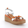 Sandale avec coin pour femme blanc et orange avec boucle Sandale avec coin pour femme blanc et orange avec boucle