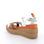 Sandale avec coin pour femme blanc et orange avec boucle Sandale avec coin pour femme blanc et orange avec boucle