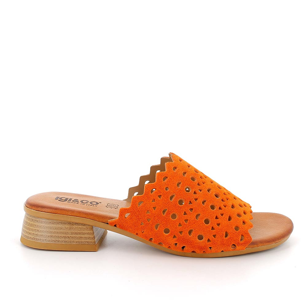 Sandali con tacco in pelle da donna arancione, Taglia 39 - IgieCo