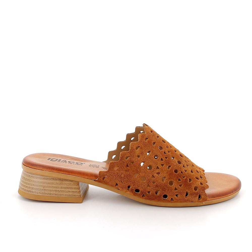 Sandali con tacco in pelle da donna cuoio, Taglia 35 - IgieCo