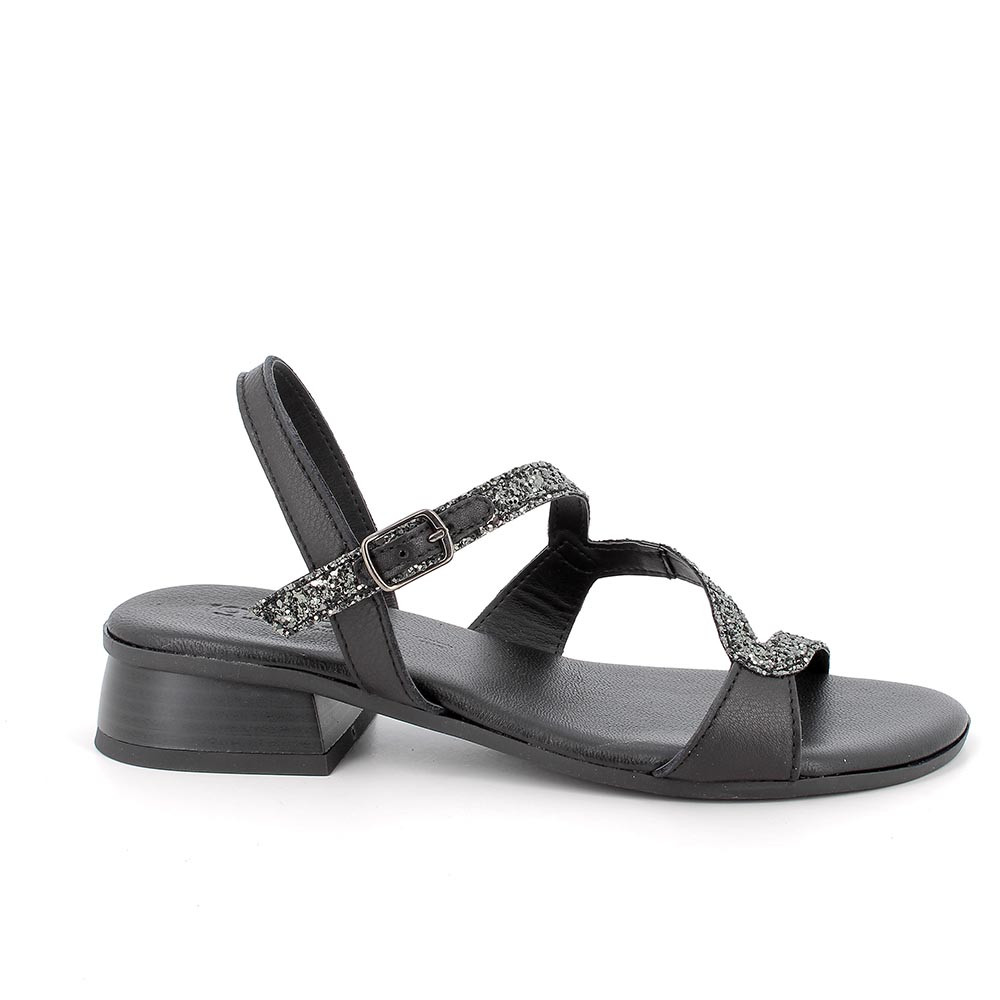 Sandali con tacco da donna nero con fibbia, Taglia 38 - IgieCo