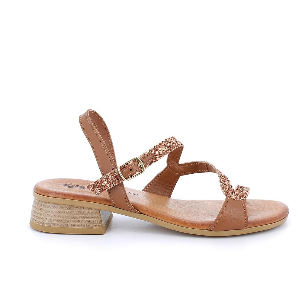 Sandali con tacco da donna cuoio, Taglia 38 - IgieCo