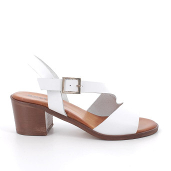 Sandals with heel for women white with buckle Sandals with heel for women white with buckle