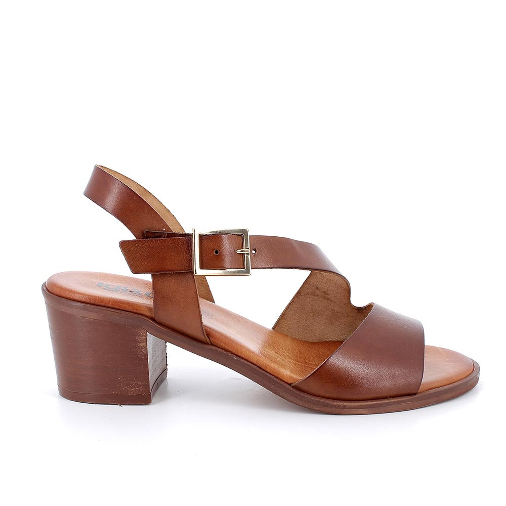 Sandali con tacco da donna marrone con fibbia, Taglia 41 - IgieCo