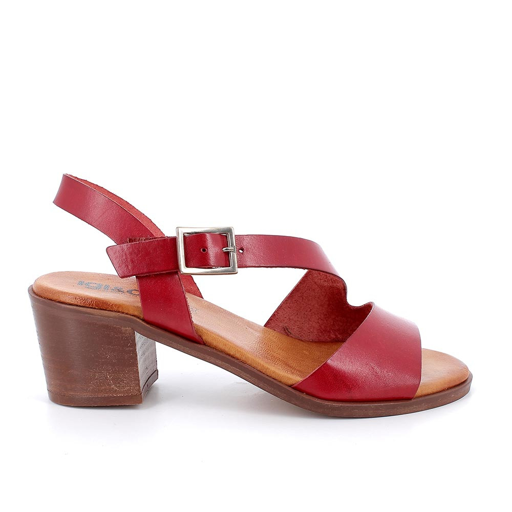 Sandali con tacco in pelle da donna rosso, Taglia 36 - IgieCo