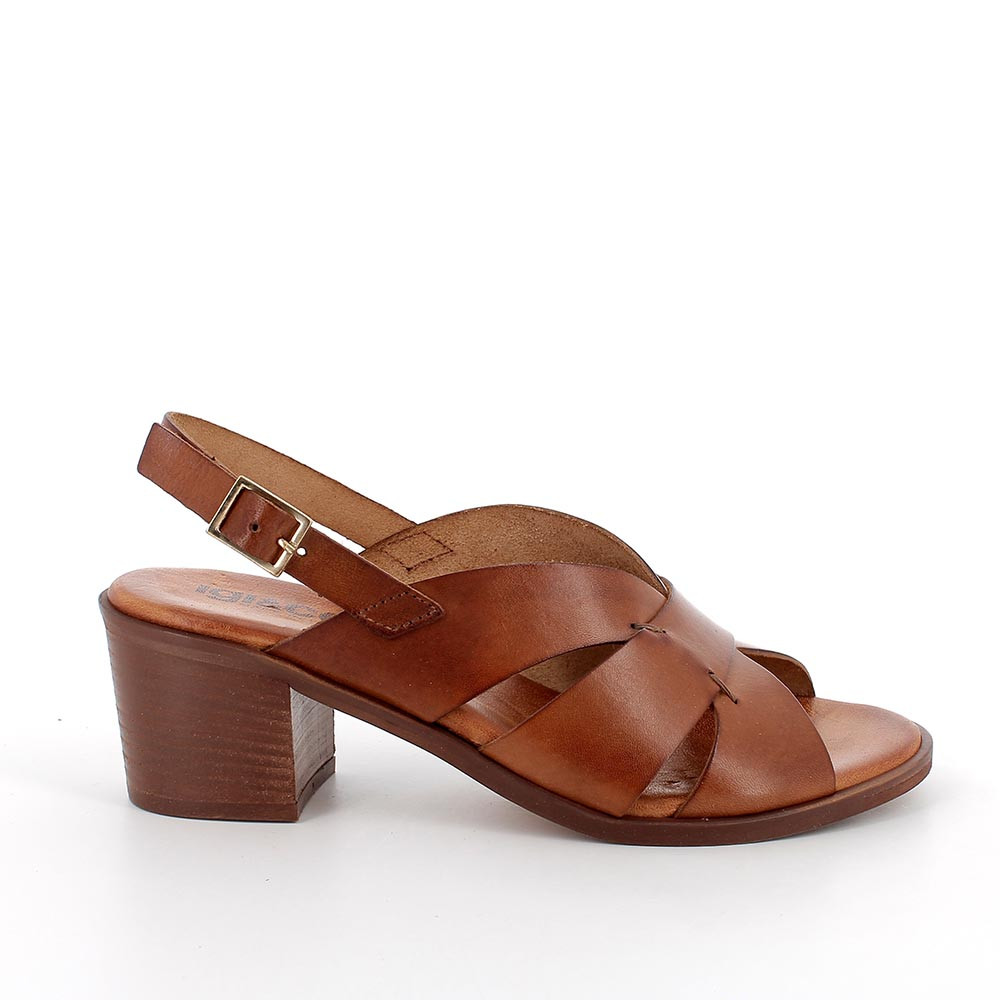 Sandali con tacco in pelle da donna cuoio, Taglia 39 - IgieCo