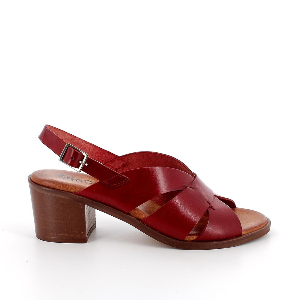 Sandali con tacco in pelle da donna rosso, Taglia 38 - IgieCo