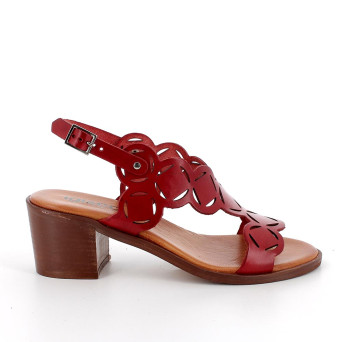 Sandale avec talon pour femme rouge avec boucle Sandale avec talon pour femme rouge avec boucle